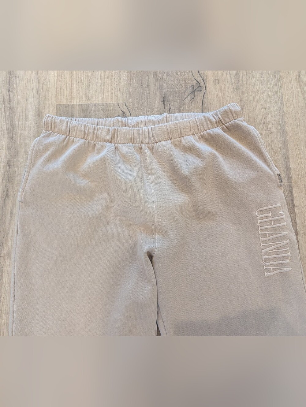 Ghanda Beige Fleece Jogger Sweatpants - Picture 3 of 8